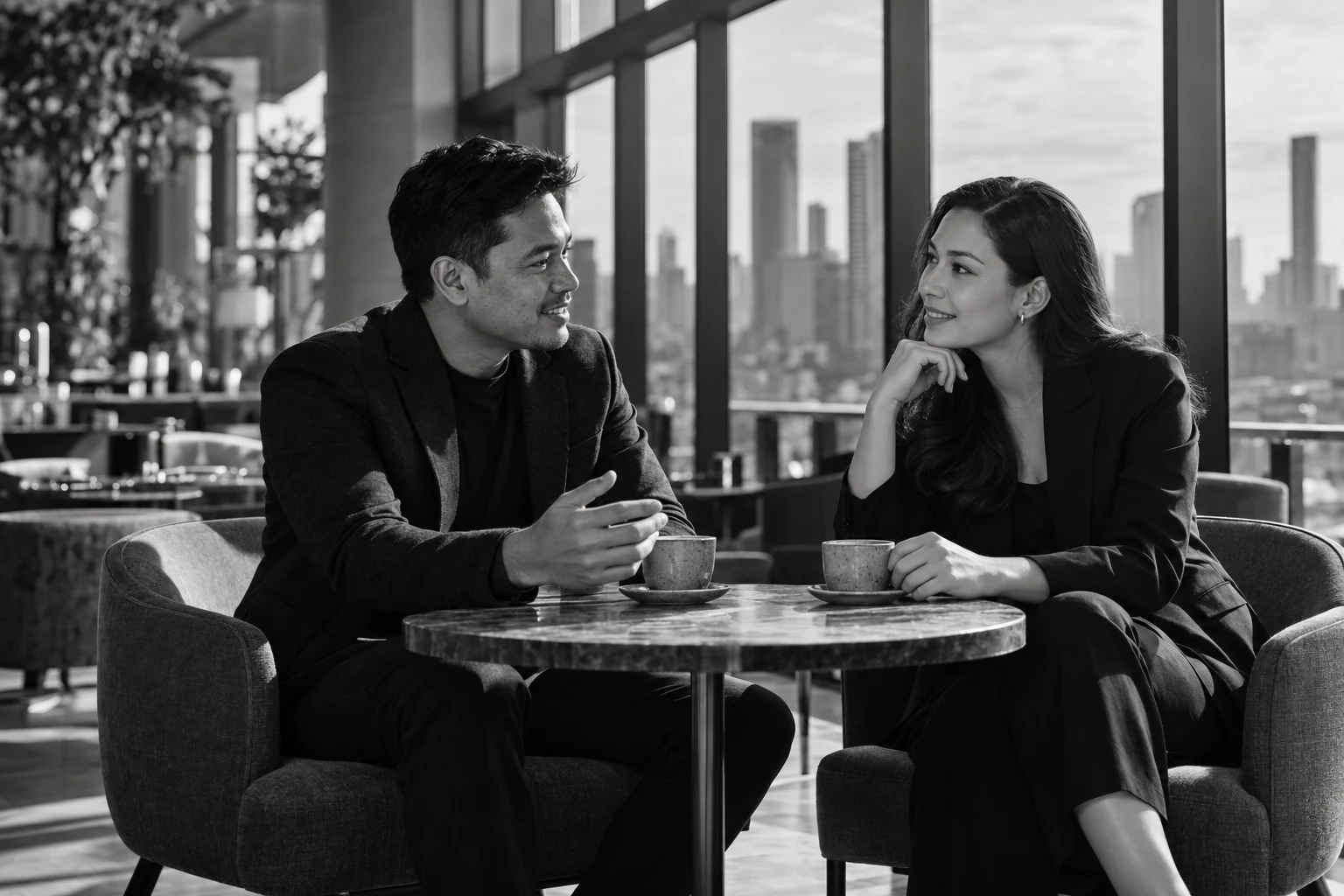 Two professionals getting to know each other over a conversation